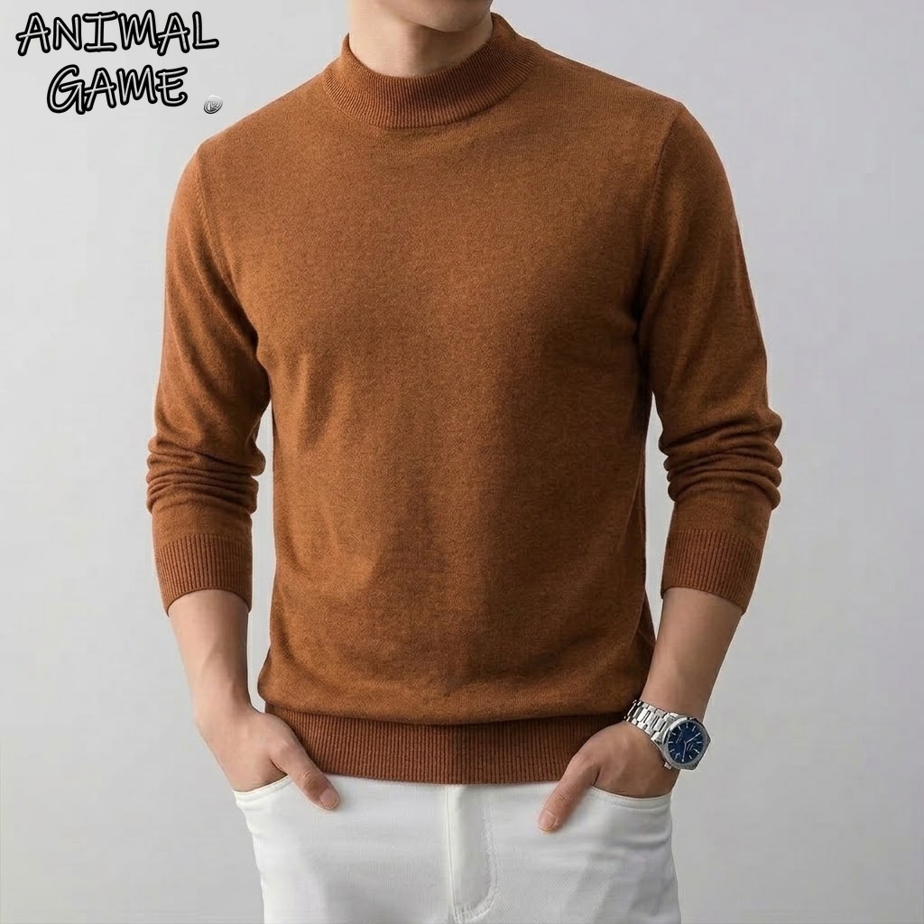 Men Formal Wear Coat - Men's Solid High Stretch Mock Turtleneck