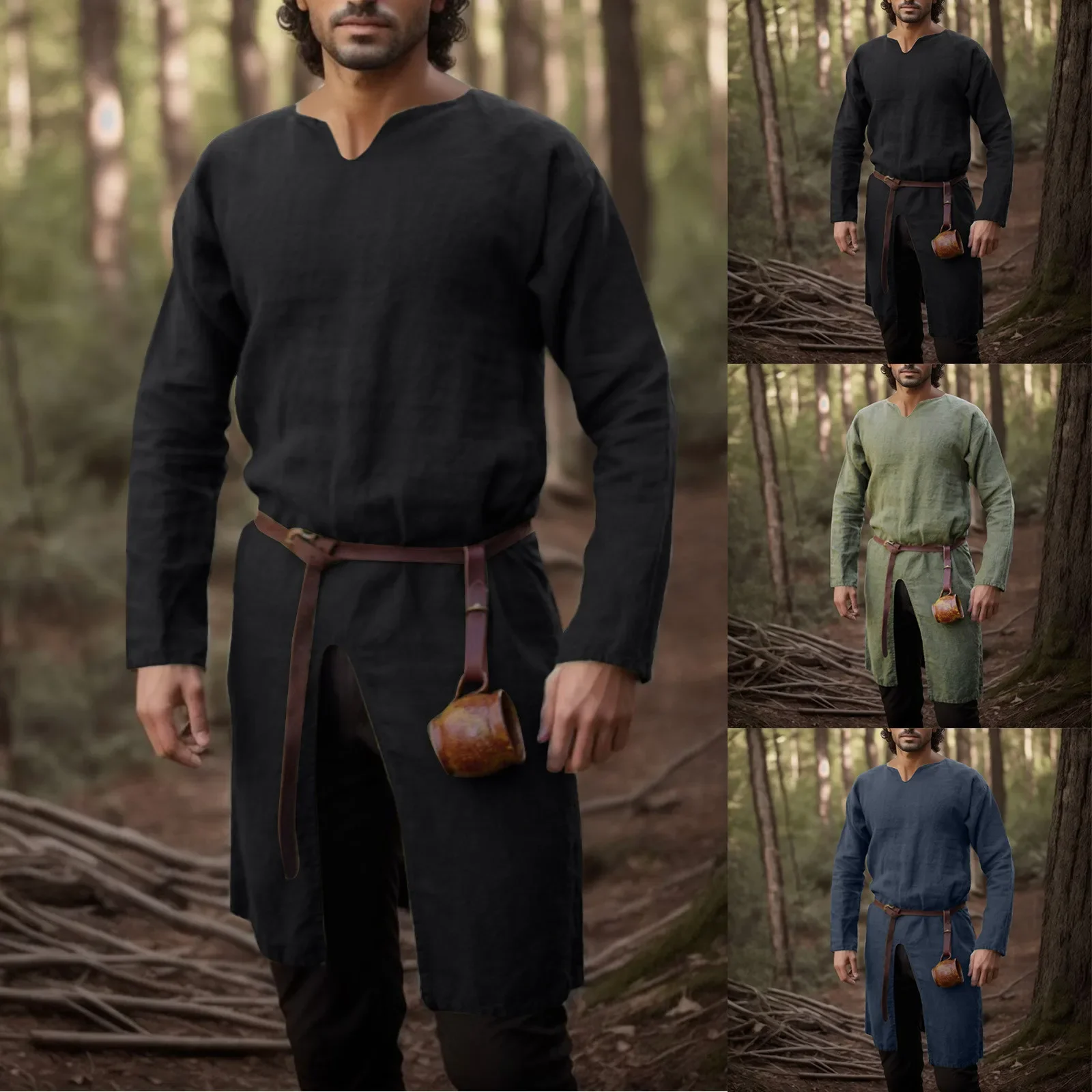 Men Formal Wear Coat - Medieval Renaissance Retro Shirt Tops Tunic