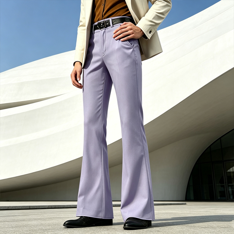 Men Formal Party Wear Dress - Vintage Men Cotton Flared Dress Pants