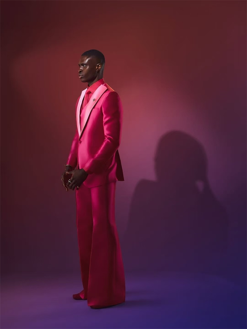 Pink Red Men Suit Set 2 Piece  - Men Formal Wear Pink 评论和价格