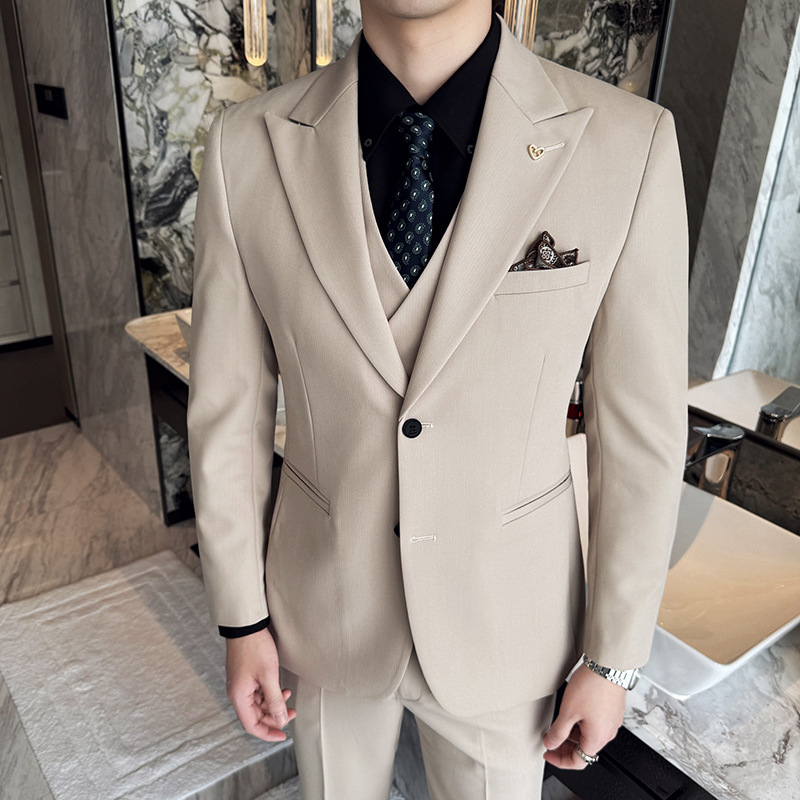 White Mens Suits 3 Pieces Slim - Men Formal Wear For Dinner 评论和价格