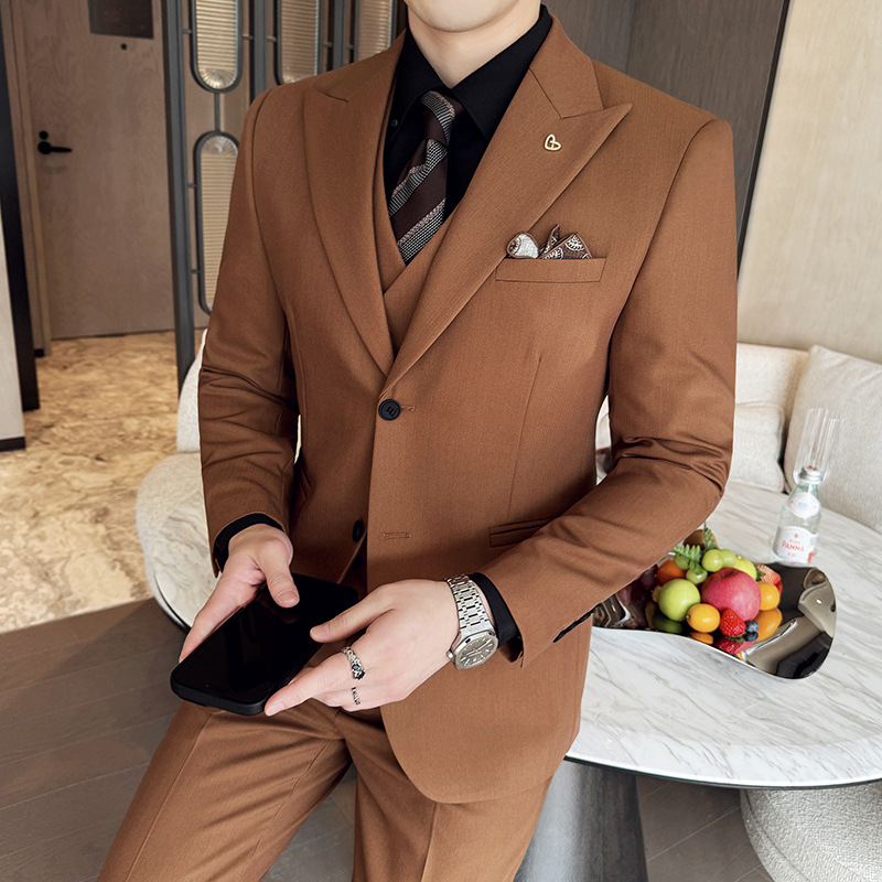 White Mens Suits 3 Pieces Slim - Men Formal Wear For Dinner 评论和价格