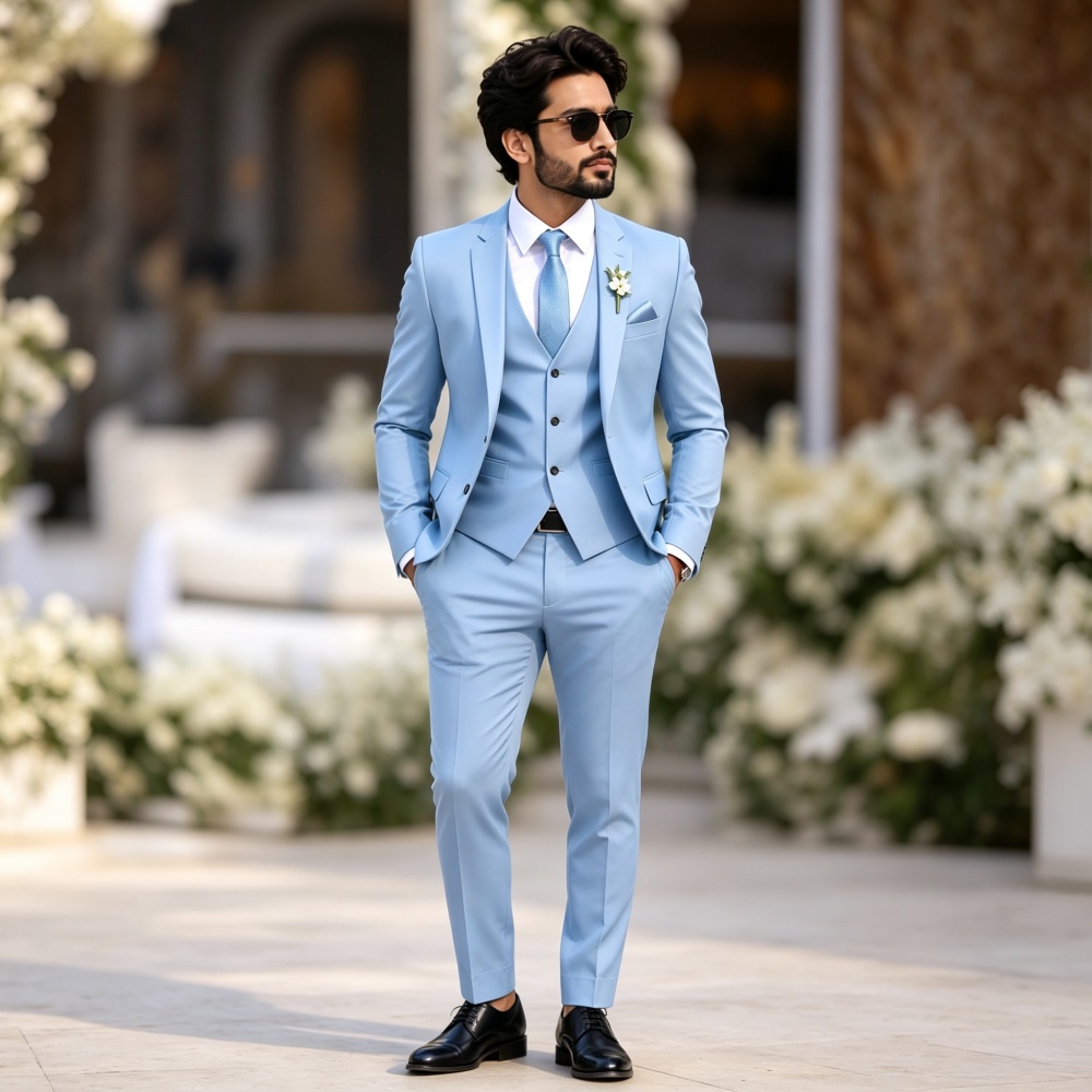 Elegant Light Sky Blue 3PCS Me - Men'S Formal Evening Wear 评论和价格