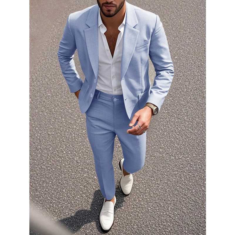 Business Men's Solid Color Sui - Men Formal Wear For Dinner 评论和价格