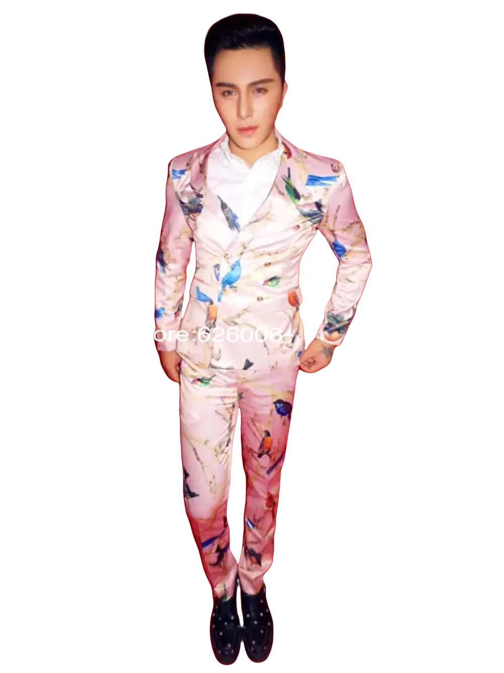 Men's Fashion Flower Pink Bird - Men Formal Party Wear Dress 评论和价格