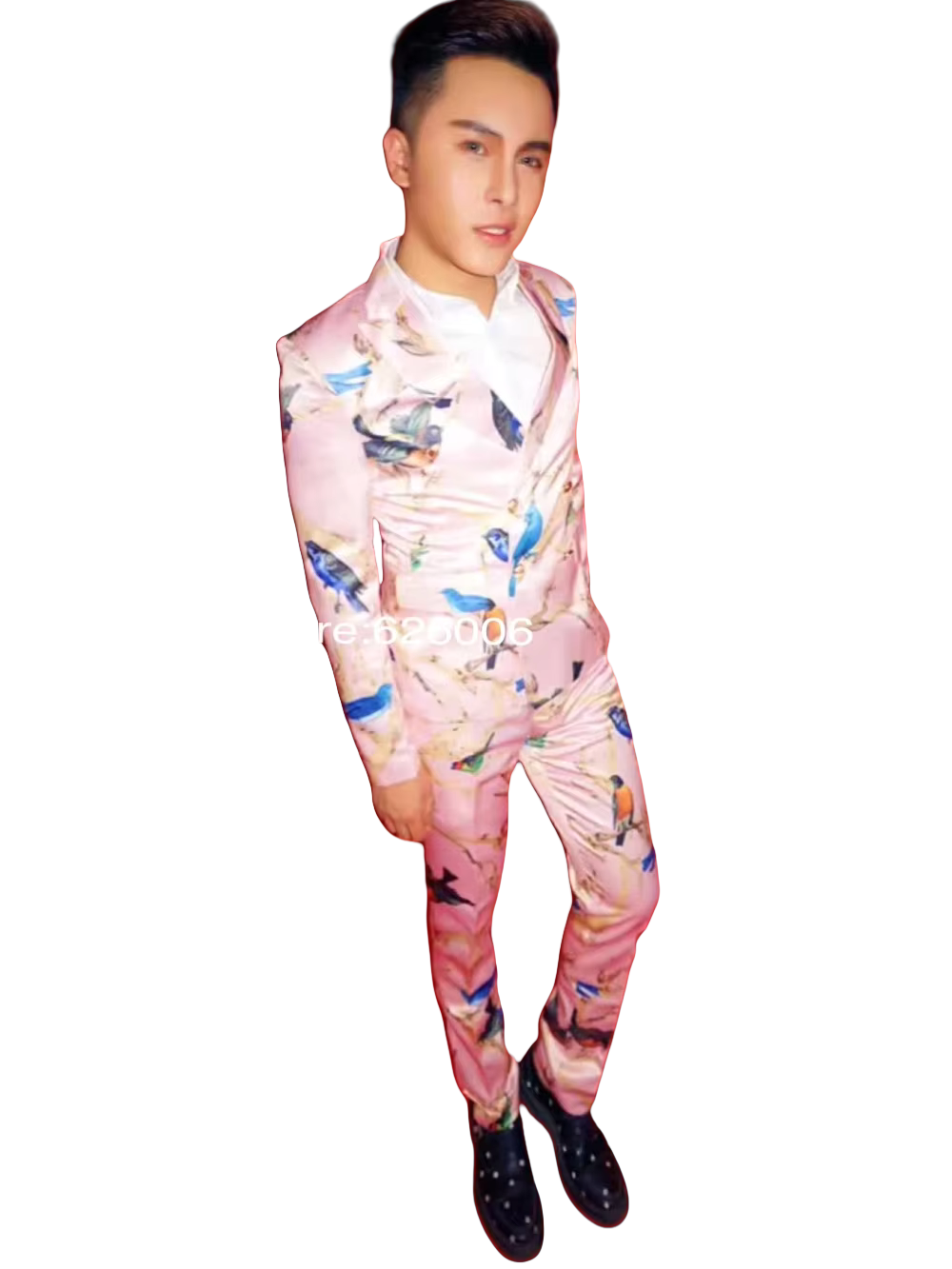 Men's Fashion Flower Pink Bird - Men Formal Party Wear Dress 评论和价格