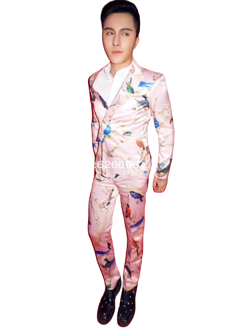 Men's Fashion Flower Pink Bird - Men Formal Party Wear Dress 评论和价格