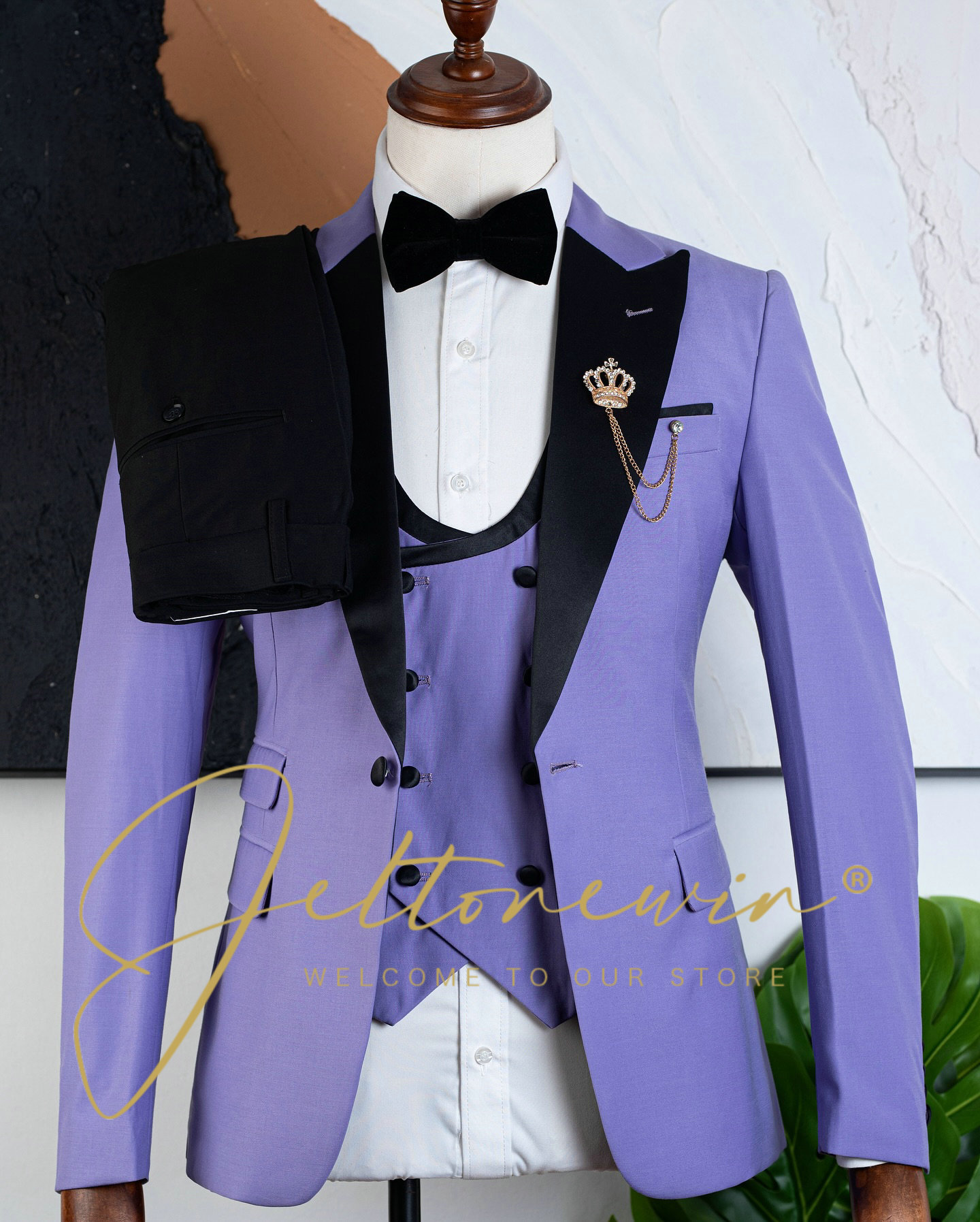 Men's Purple Three Piece Tuxed - Men'S Formal Evening Wear 评论和价格
