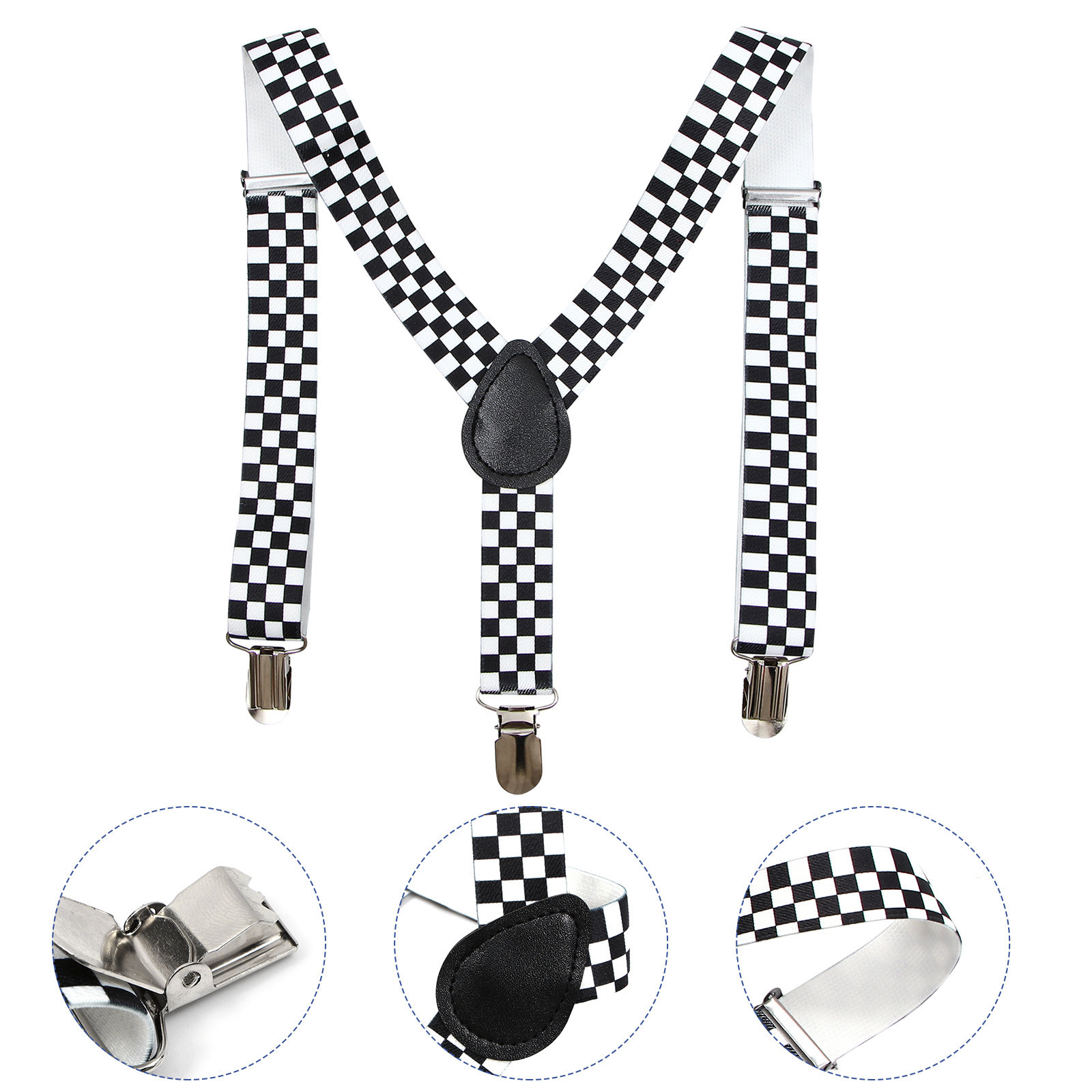 Elastic Checkered Y-Back Suspe - Suspender Clip Formal 评论和价格