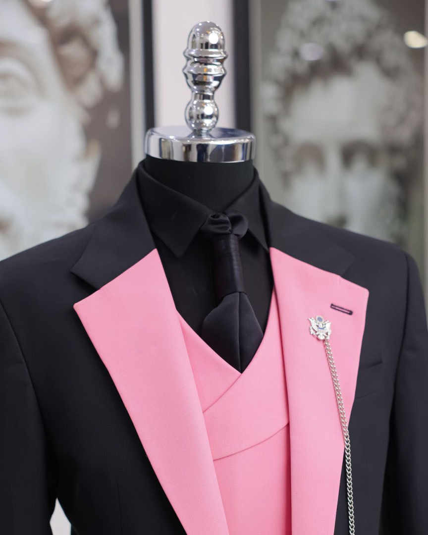 Luxury Black Pink Men Tuxedo S - Men Formal Wear Pink 评论和价格