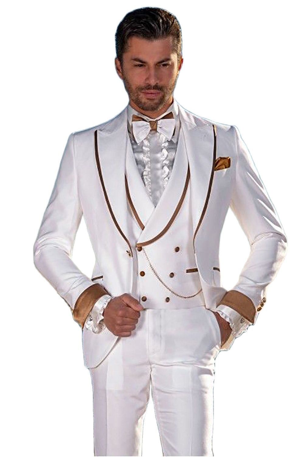 Custom Made White Men Suits We - Men Formal Party Wear Dress 评论和价格