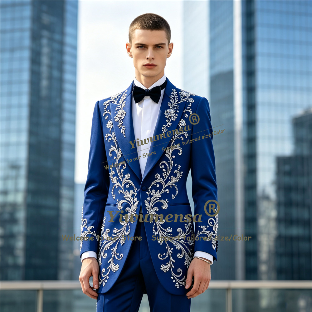 Luxury Crystals Beading Suits  - Men Formal Wear For Dinner 评论和价格
