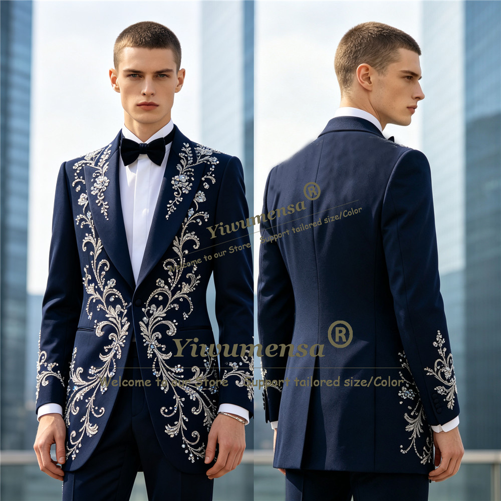 Luxury Crystals Beading Suits  - Men Formal Wear For Dinner 评论和价格