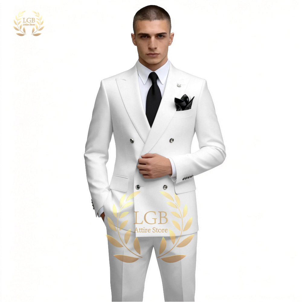 Men's White Double Breasted Su - Men'S Formal Evening Wear 评论和价格
