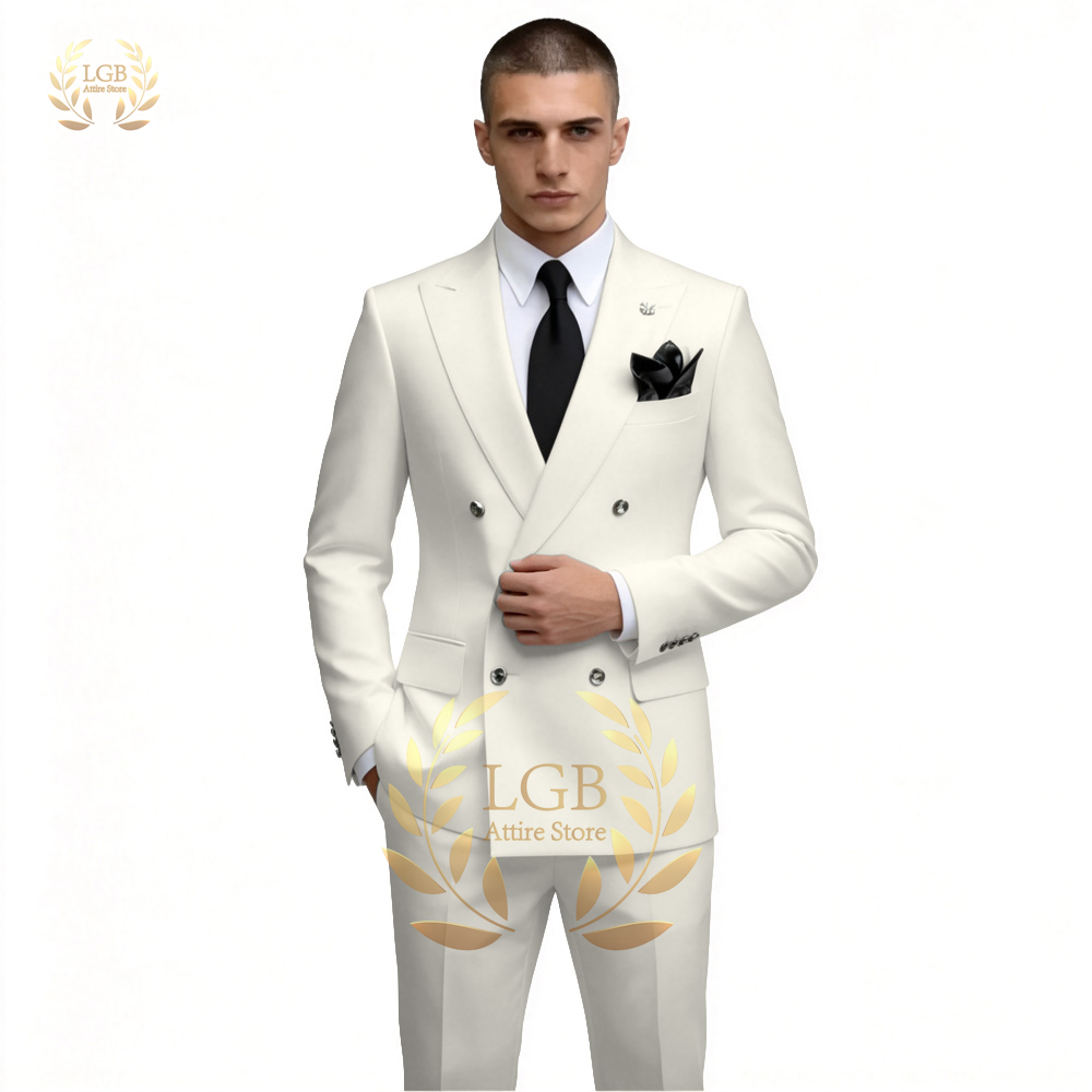 Men's White Double Breasted Su - Men'S Formal Evening Wear 评论和价格
