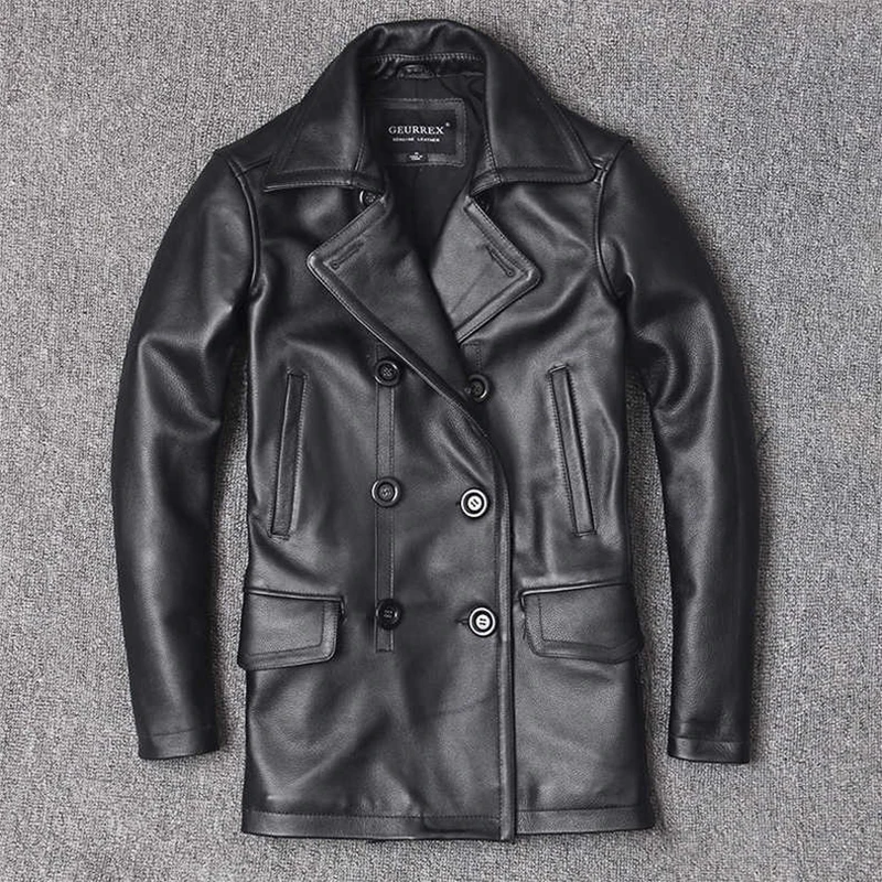 Genuine Leather Jacket Men's T - Men Formal Wear Coat 评论和价格