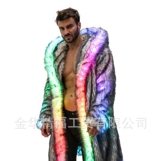 Faux Fur Coat Men Hooded Outer - Men Formal Wear Coat 评论和价格