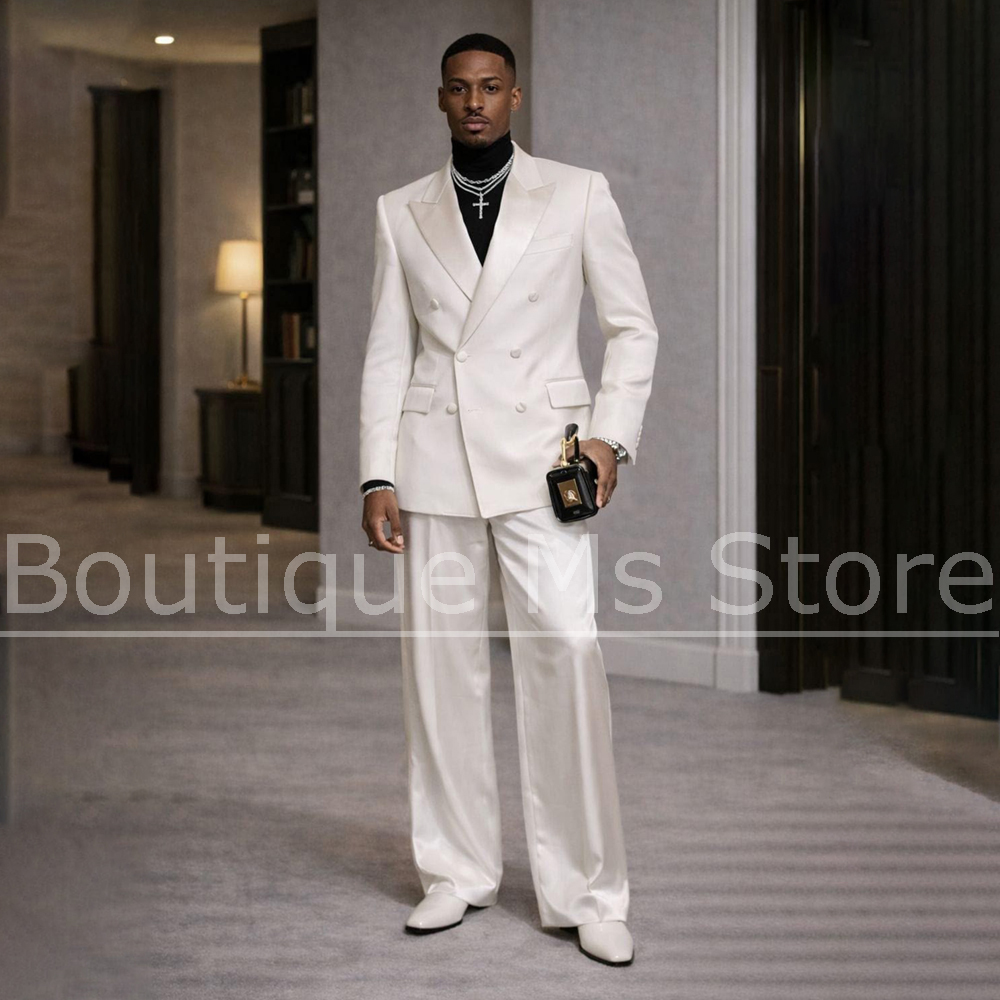 Men's White Satin Suit 2 Piece - Men'S Formal Evening Wear 评论和价格