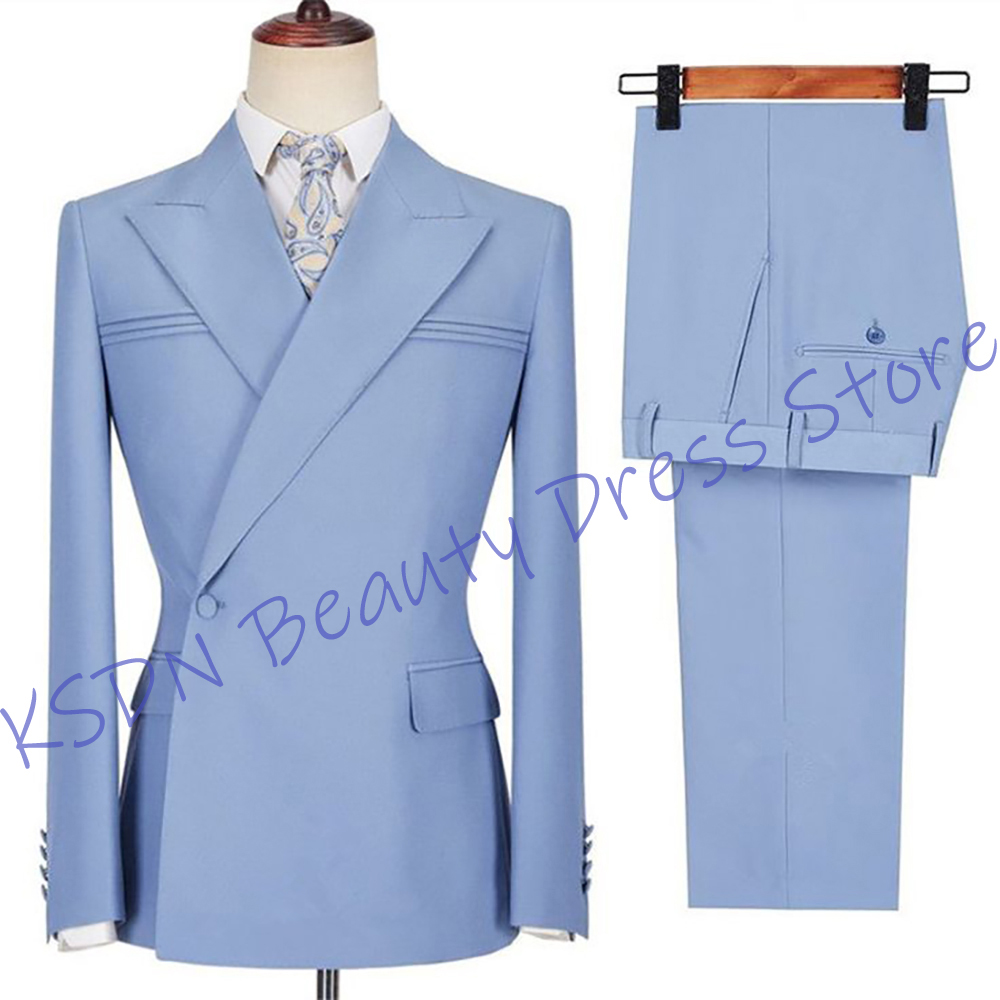 Elegant Men's Sky Blue Suit Sl - Men'S Formal Evening Wear 评论和价格