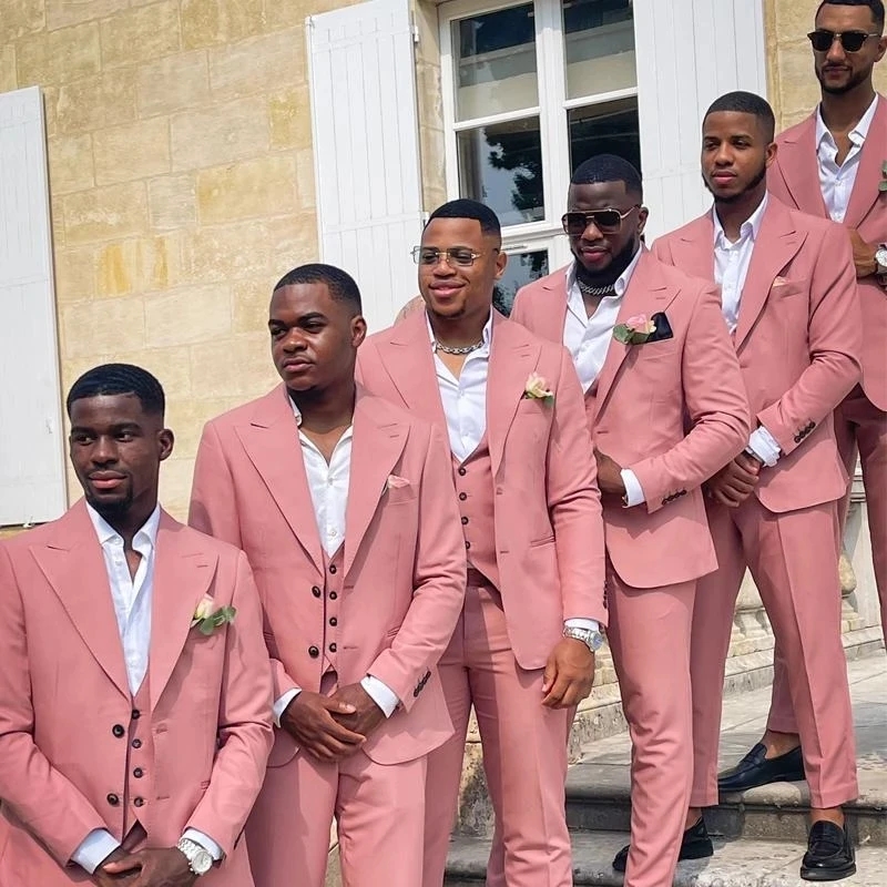 Pink Men Suits Groom Formal We - Men Formal Wear Pink 评论和价格
