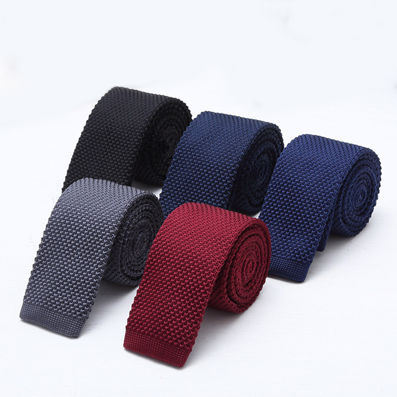 6cm Solid Black White Knitted  - Men'S Formal Wear Ties 评论和价格