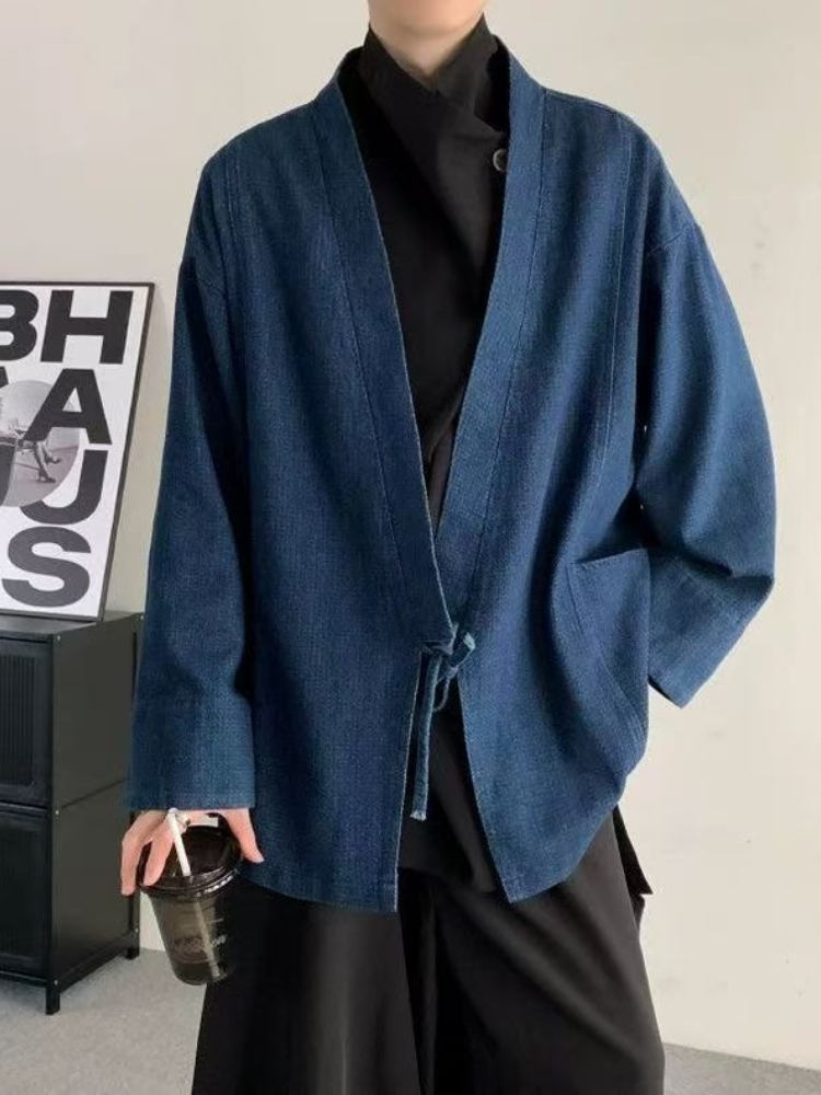 Vintage Japanese Style Denim C - Men Formal Wear Coat 评论和价格