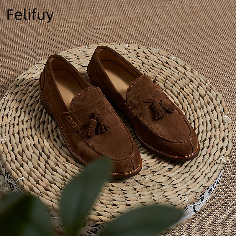New Brown Men Flat Loafers Cow - Men Formal Party Wear Dress 评论和价格