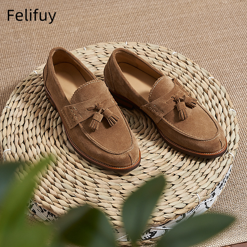 New Brown Men Flat Loafers Cow - Men Formal Party Wear Dress 评论和价格