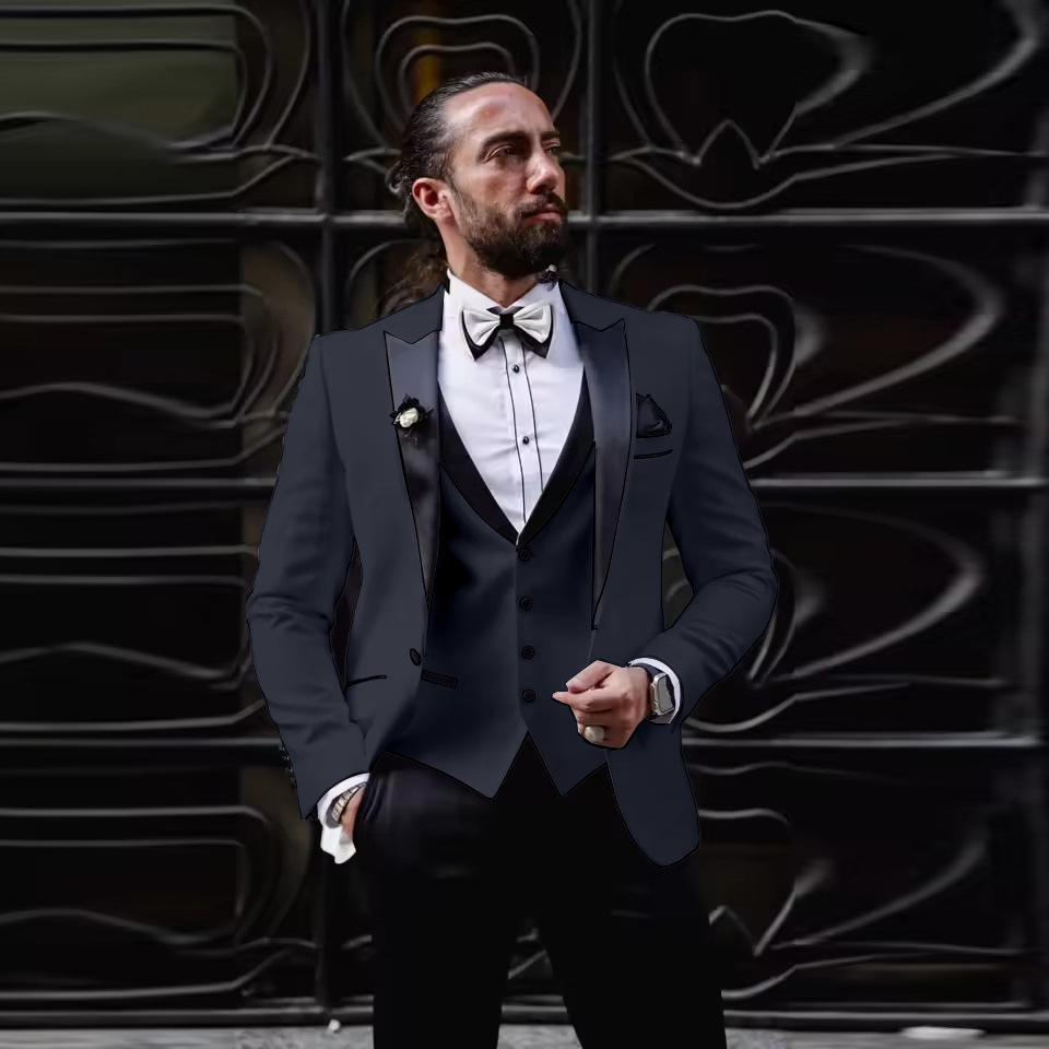Men's Slim Fit 3 Piece Tuxedo  - Men Formal Wear For Dinner 评论和价格