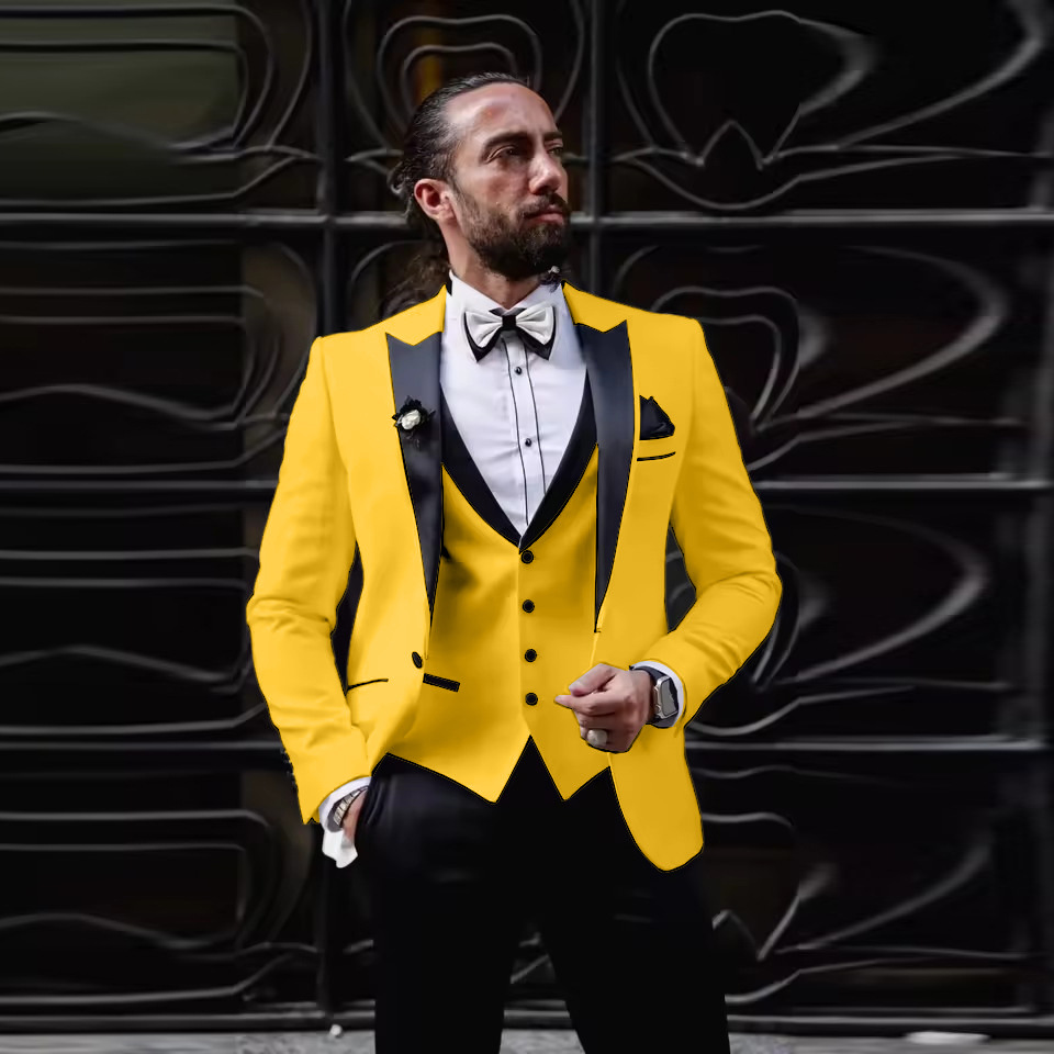 Men's Slim Fit 3 Piece Tuxedo  - Men Formal Wear For Dinner 评论和价格