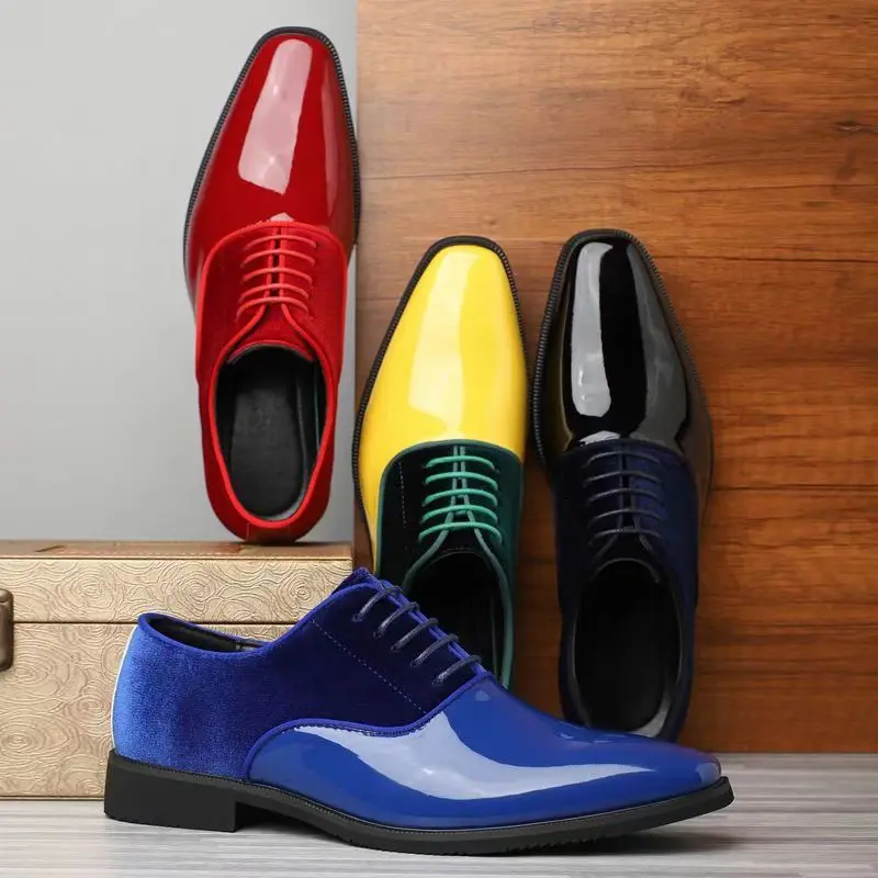 Men Color‑block Oxford Dress S - Men Formal Party Wear Dress 评论和价格