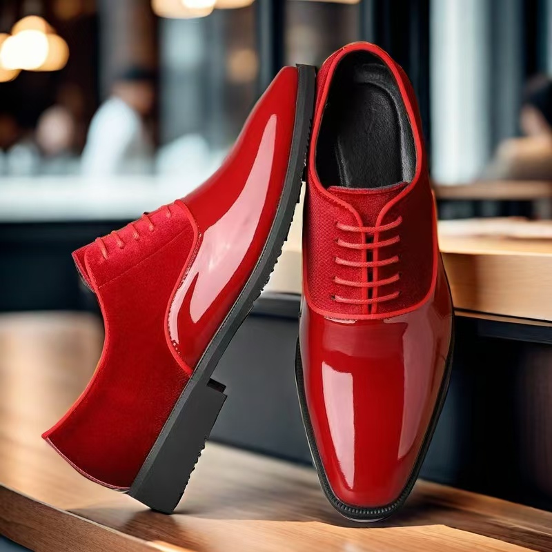 Men Color‑block Oxford Dress S - Men Formal Party Wear Dress 评论和价格