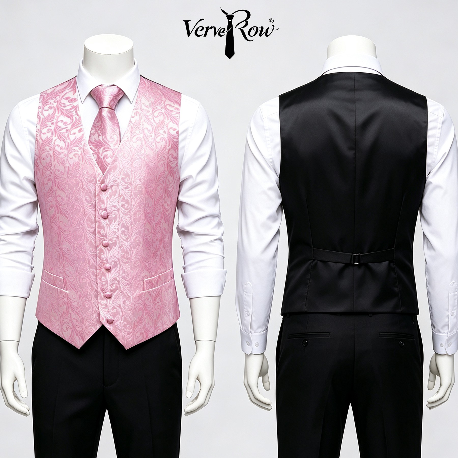 Men Pink Tie Handkerchief Thre - Men'S Formal Wear Ties 评论和价格