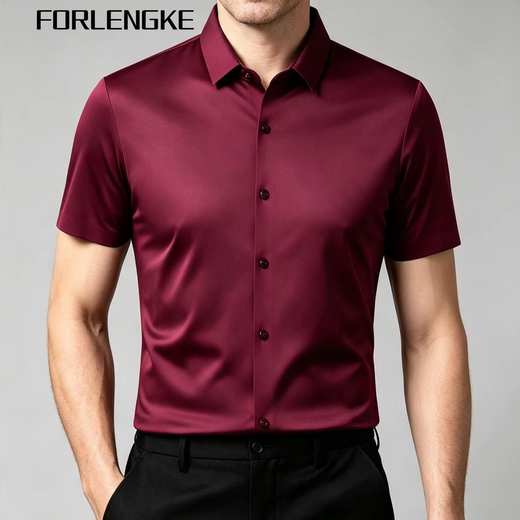 FORLENGKE Men's Business Solid - Men Formal Office Wear Shirts 评论和价格